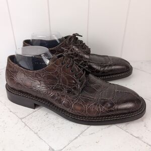 Donald J Pliner Kurtis Men’s 11M Brown Croc Embossed Italian Leather Dress Shoes